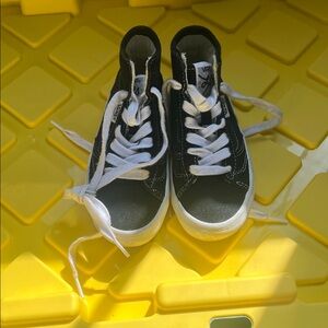 Vans Black and White High-Top Skate Sneakers